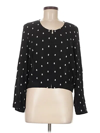 Pre-owned Club Monaco Long Sleeve Blouse In Black