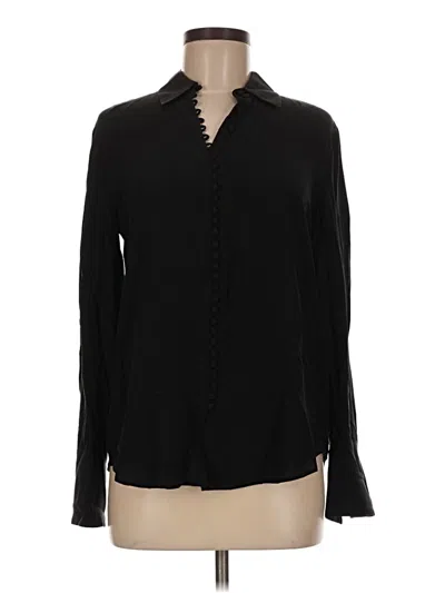 Pre-owned Club Monaco Long Sleeve Blouse In Black