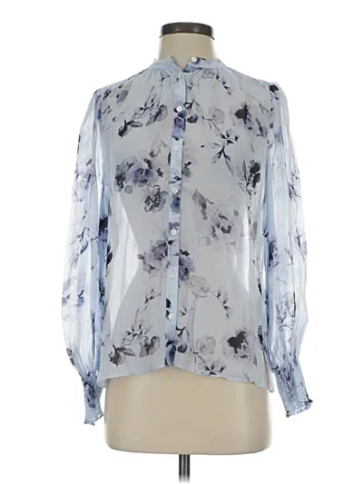 Club Monaco Long Sleeve Blouse In Blue