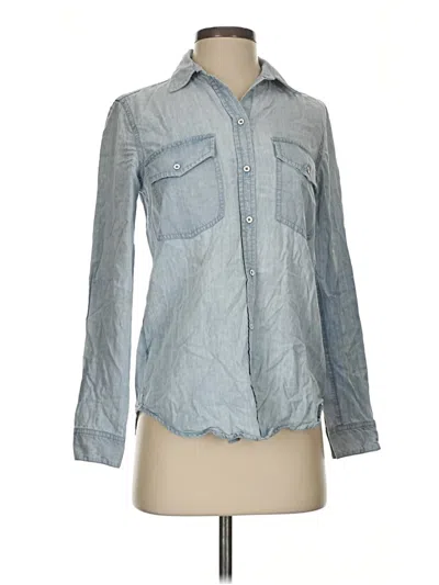 Pre-owned Club Monaco Long Sleeve Blouse In Blue
