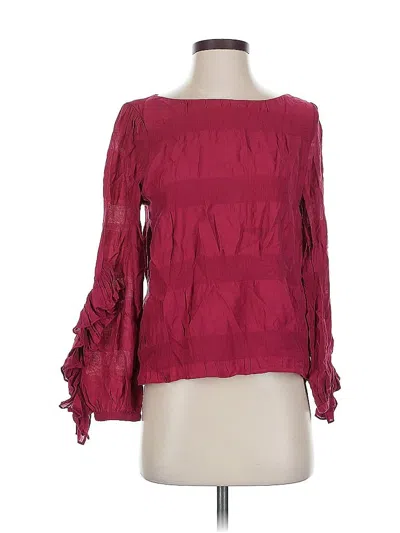 Pre-owned Club Monaco Long Sleeve Blouse In Burgundy