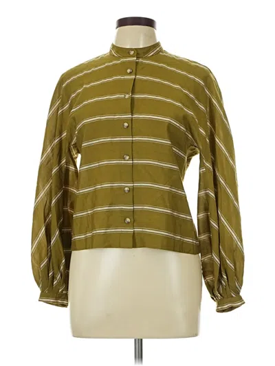 Pre-owned Club Monaco Long Sleeve Blouse In Green