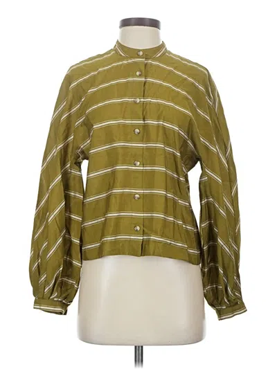 Pre-owned Club Monaco Long Sleeve Blouse In Green
