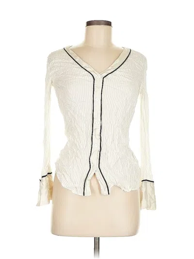 Pre-owned Club Monaco Long Sleeve Blouse In White