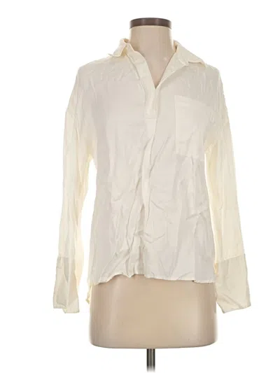 Pre-owned Club Monaco Long Sleeve Blouse In White