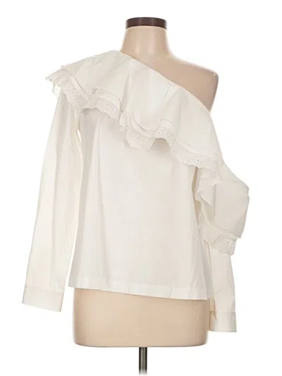 Pre-owned Club Monaco Long Sleeve Blouse In White