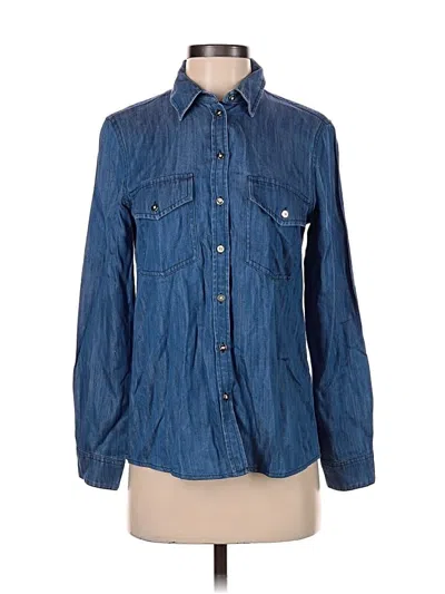 Pre-owned Club Monaco Long Sleeve Button Down Shirt In Blue