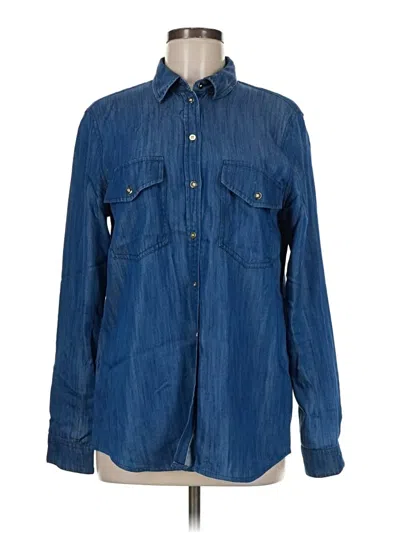 Pre-owned Club Monaco Long Sleeve Button Down Shirt In Blue
