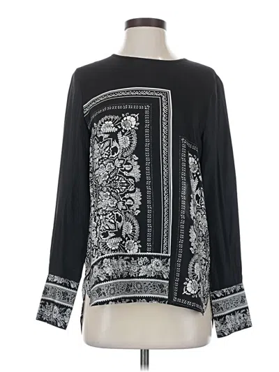 Pre-owned Club Monaco Long Sleeve Silk Top Black Mock Neckline Tops