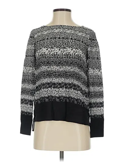 Pre-owned Club Monaco Long Sleeve Silk Top Gray Boatneck Tops