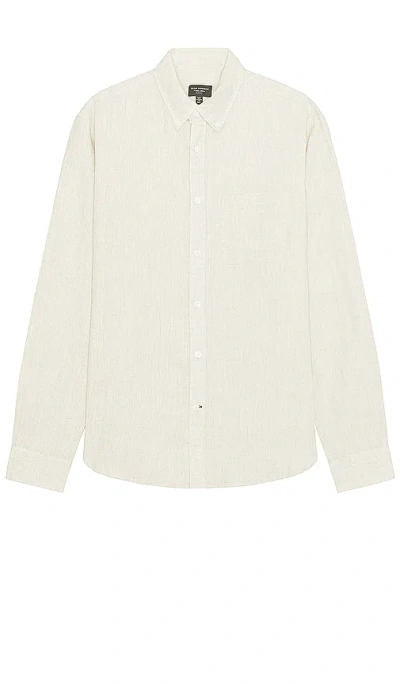 Club Monaco Long Sleeve Solid Linen Shirt In Natural