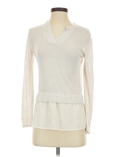 Pre-owned Club Monaco Long Sleeve Top Ivory V Neck Tops In White