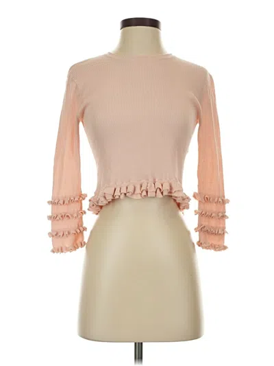 Pre-owned Club Monaco Long Sleeve Top Pink Ruffles Neckline Tops