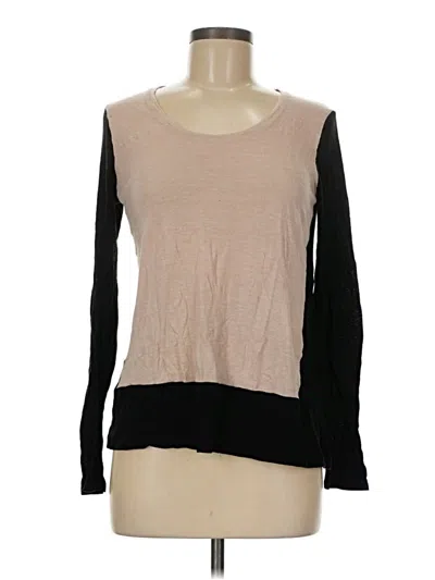 Pre-owned Club Monaco Long Sleeve Top Tan Crew Neck Tops In Brown