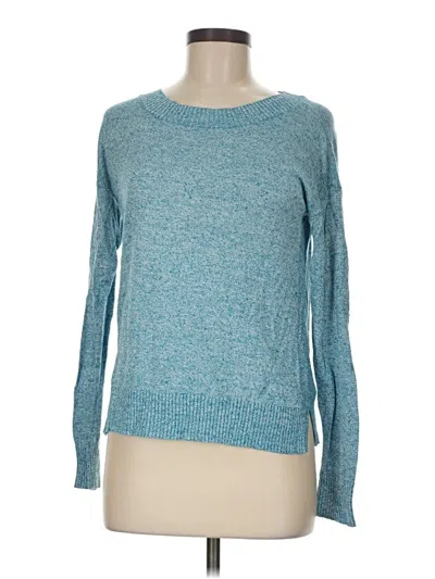 Pre-owned Club Monaco Long Sleeve Top Teal Crew Neck Tops In Blue
