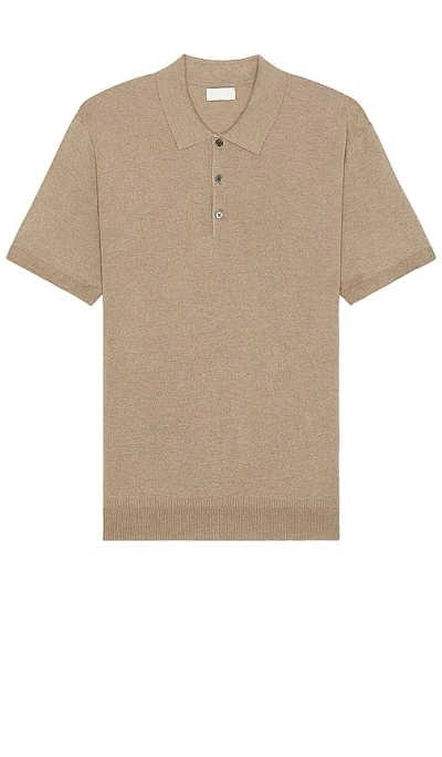 Club Monaco Lux Short Sleeve Silk Cash Polo In 棕色