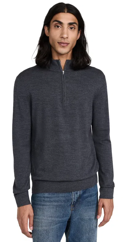 Club Monaco Merino Quarter Zip Sweater Dk Charcoal