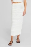 Club Monaco Mixed Stitch Pointelle Maxi Skirt In White/ Blanc