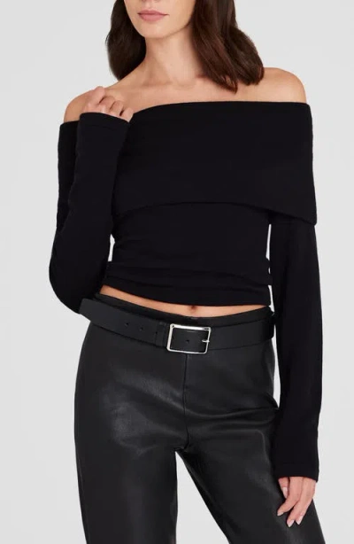Club Monaco Off The Shoulder Cashmere Sweater In Black