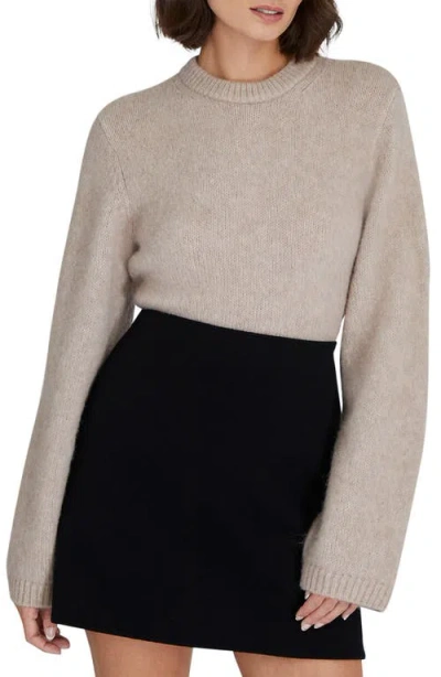 Club Monaco Relaxed Crewneck Crop Wool Blend Sweater In Gray