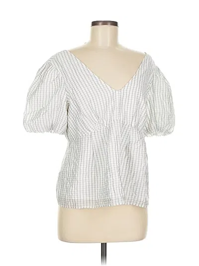 Pre-owned Club Monaco Short Sleeve Blouse In White