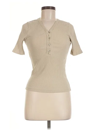 Pre-owned Club Monaco Short Sleeve Henley Shirt In Tan