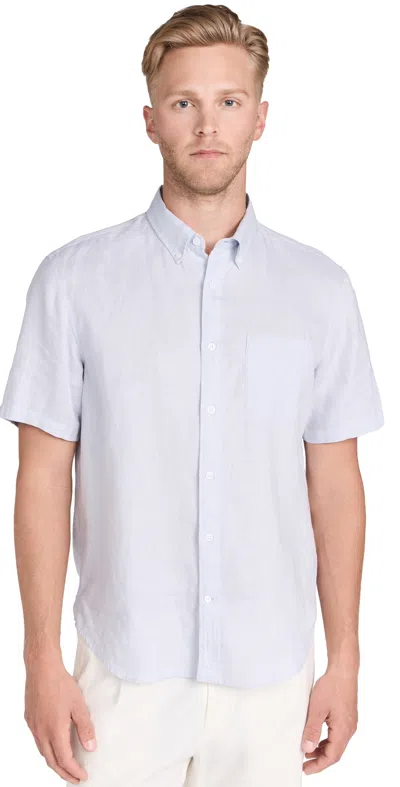 Club Monaco Short Sleeve Slim Linen Shirt Grey Dawn