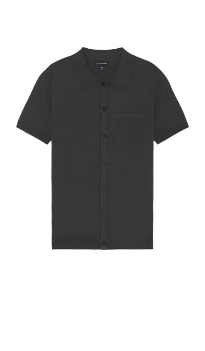 Club Monaco Short Sleeve Tech Button Down Shirt In Grey
