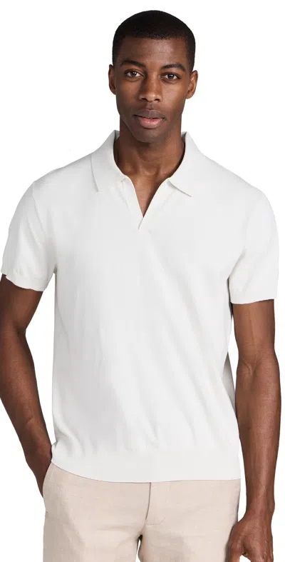 CLUB MONACO SHORT SLEEVE TECH JOHNNY COLLAR POLO OFF WHITE/BLANC CASSE