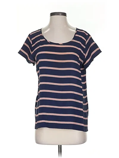 Pre-owned Club Monaco Short Sleeve Top Blue Stripes Pattern Scoop Neck Tops