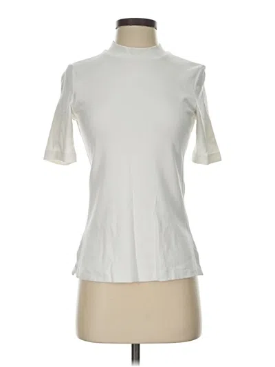 Pre-owned Club Monaco Short Sleeve Top Ivory Mock Neckline Tops