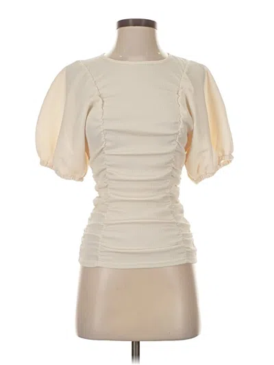 Pre-owned Club Monaco Short Sleeve Top Ivory Sweetheart Neckline Tops In White