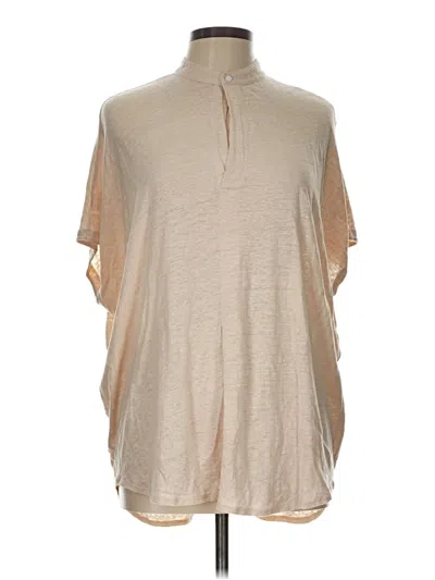 Pre-owned Club Monaco Short Sleeve Top Tan High Neck Tops In Brown