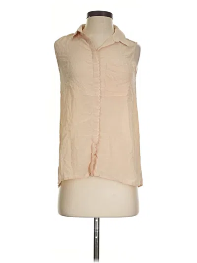 Pre-owned Club Monaco Sleeveless Button Down Shirt In Tan