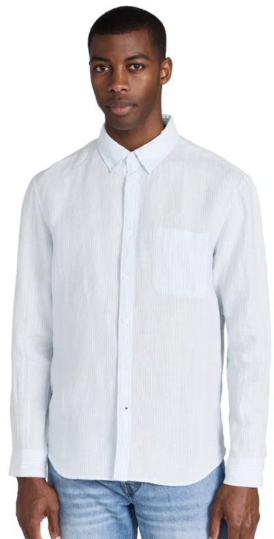 Club Monaco Stripe Linen Button Down Shirt Multi/varie
