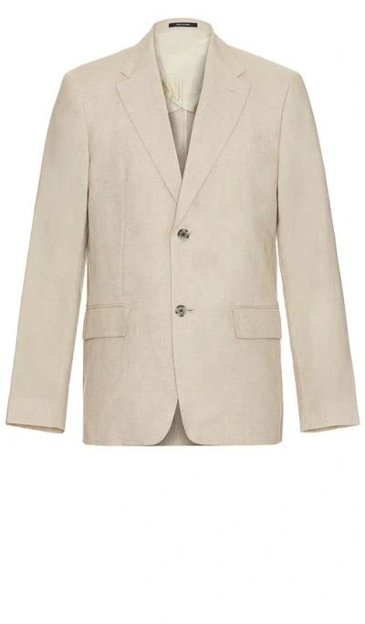 Club Monaco Tech Linen Suit Blazer In Light Khaki Mix