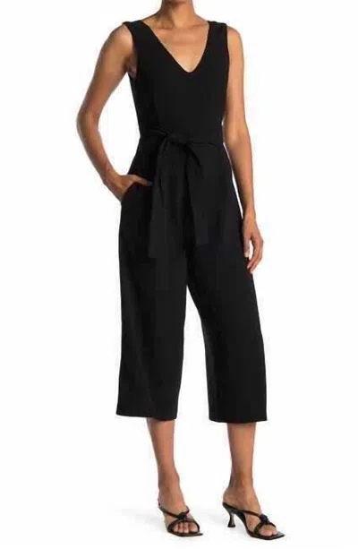 Club Monaco Torela Crop Wide Leg Waist Tie Jumpsuit In Black
