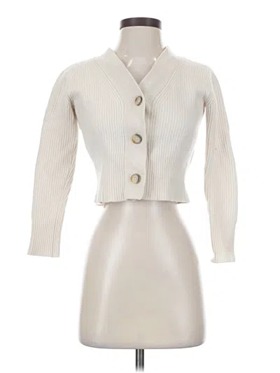 Pre-owned Club Monaco Wool Cardigan Sweater In White