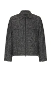 Club Monaco Textured Wool Short Jacket Black White In 黑色、白色