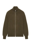 Club Monaco Stitch Full Zip Cardigan Olive In 橄榄色