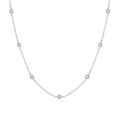 Club Rochelier 925 Sterling Silver Long Necklace With Cubic Zirconia In Metallic