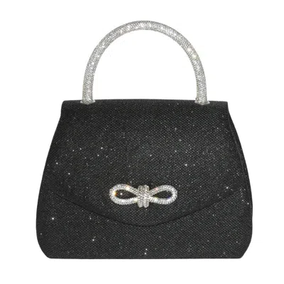 Club Rochelier Evening Bag With Glitter Handle And Bow In Black