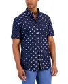 Club Room 100168368mn Poplin Shirt Men's Navy Regular Fit Button-down Mcww5 In Blue