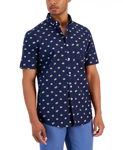 Club Room 100168368mn Poplin Shirt Men's Navy Regular Fit Button-down Mcww5 In Blue