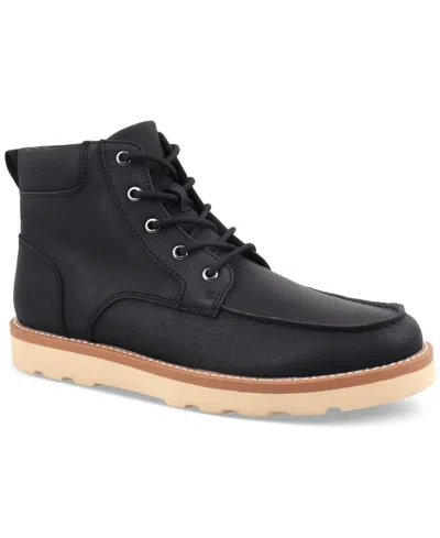 Club Room Clifton Chukka Boots Men's Black Faux Leather Moccasin Toe Zpo3754