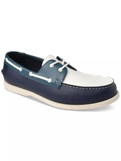 Club Room Elliot 100134206 Boat Shoes Men Blue White Polyurethane Moc-toe Mkzz42