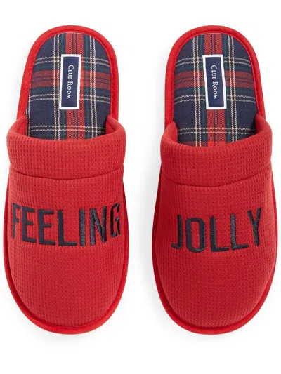 Club Room Feeling Jolly Mens Waffle Slip On Slide Slippers In Red