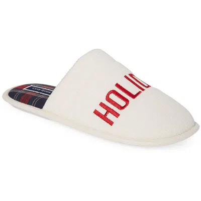 Club Room Holiday Joy Mens Waffle Slip On Slide Slippers In Multi