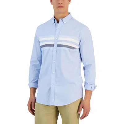 Club Room Horizon 100165891mn Oxford Shirt Men's Blue Striped Button-down Mxx64