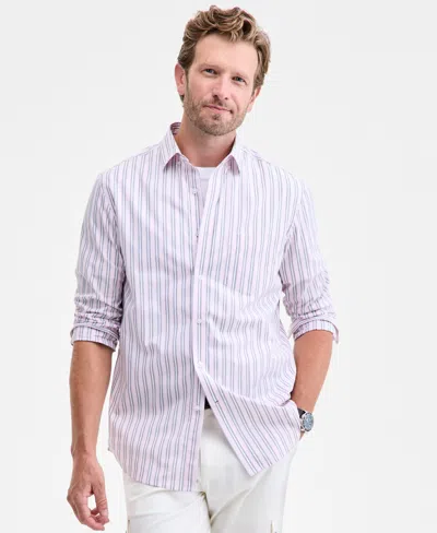 Club Room Imus Long Sleeve Striped Button-down Shirt, Macy's Exclusive In Purple